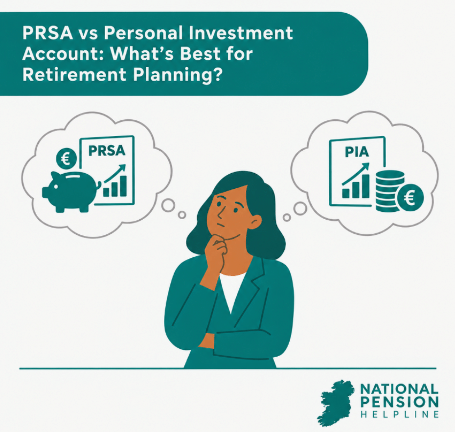 PRSA vs PIA Retirement Planning Illustration of woman deciding between a PRSA and Personal Investment Account